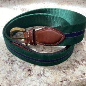 Trafalgar size 30 vintage green, and navy stripe canvas belt